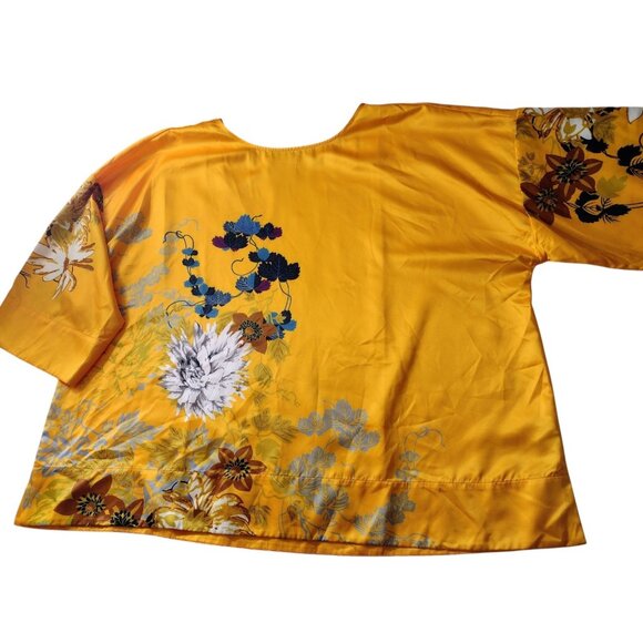 Soft Surroundings Floral Satin Kimono Top Size 2X Boho Fall Lagenlook Asian Art - Picture 1 of 7